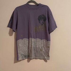 Purple Graphic Men’s T-Shirt with Lace Print